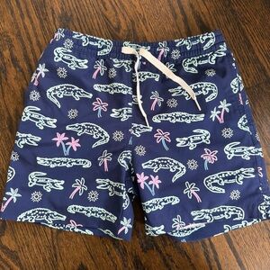 Navy Crocodile Print Swim Shorts
